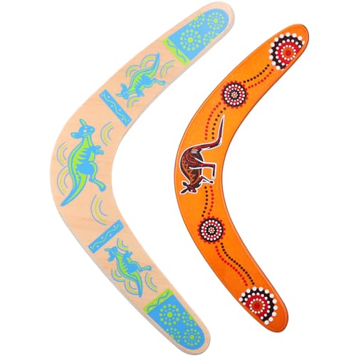 Toddmomy 2 Stück Bumerang für Kinder, hölzerner V-förmiger zurückkehrender Bumerang im Freien, fliegendes Bumerang-Spielzeug für Kinder