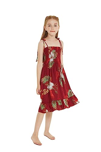 Image of Matchable Family Hawaiian Luau Men Women Girl Boy Clothes in Pineapple Garden Burgundy