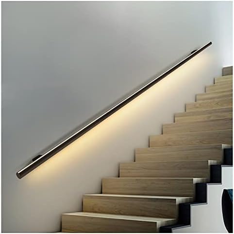 Garde-corps en aluminium avec lumière LED noire pour rampe d'escalier