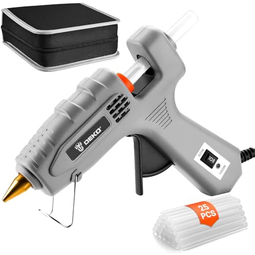 DEKO Pistola Silicona Caliente, 60/100W Doble Temperatura Pistola Silicona con una blosa, Pistola Pegamento Caliente con 25 PCS Barras de Pegamento, para DIY, Arte, Escuela, Empaques, Reparaciones