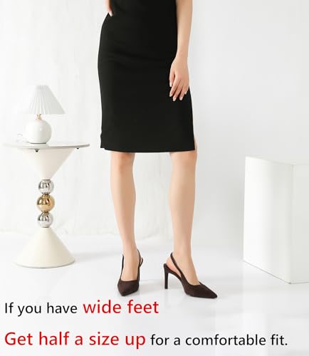 Susanny Women's Slingback High Heels Stiletto Pointed Closed Toe Kitten Sexy Heeled Pumps Ankle Stray Casual Elegant Wedding Brida Party Office Dressy Shoes3