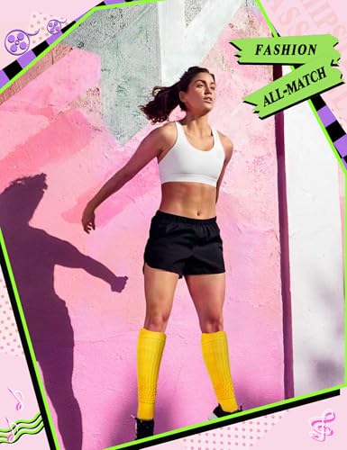 Image of Neon Slouch Scrunch Socks 3 Pairs 80s Accessories for Women, Neon Women's Leg Warmers Heavy Soft Extra Long Socks