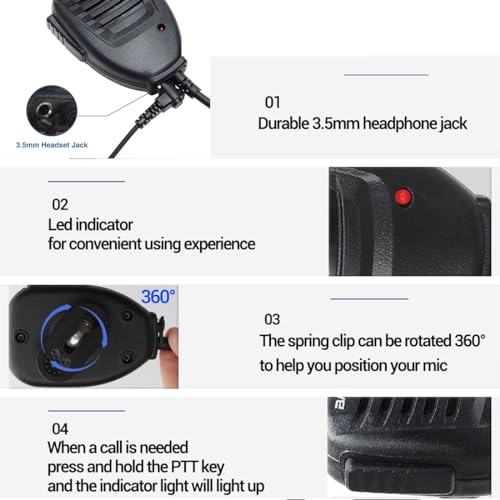 Micrófono PTT 2 pines impermeable para radios Baofeng UV5R y Retevis 3
