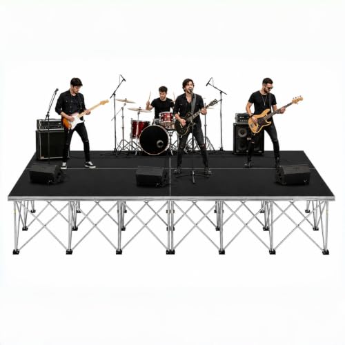 Image of 2pcs 4x4ft Folding Portable Stage, 16 inch High 16-Strut Centipede Riser