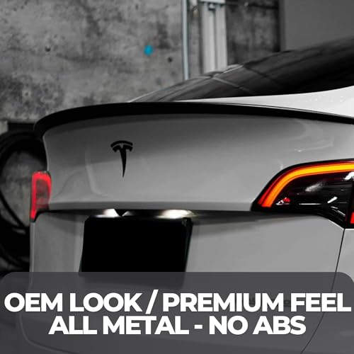 Image of Tesla Model 3 Emblem Bundle Front Rear T Badge Matte Black Glossy Black Logo OEM Performance Ludicrous Set Metal Decal Sticker with 3m Adhesive Highland (Glossy Black & Highland)