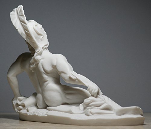 Dying Achilles Trojan War Hero Alabaster Statue Sculpture Handmade Nude Male #TOP3