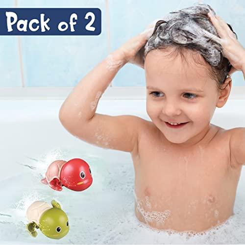 Image of Wembley Swimming Turtle Bath Toys for Toddlers Kids Cute Floating Wind Up Water Toys for Babies 1 2 3 4 5 Years Boy Girl New Born Baby Bathtub Pool Toys Gift for Baby, Pack - 2