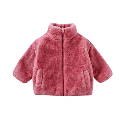 Boys Girls Sherpa Jacket Winter Warm Fuzzy Fleece Coat Ultra Soft Kids Fluffy Outerwear Jackets with Pockets 2-7Y