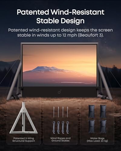 Image of Soundcore Nebula 200-Inch Silent Inflatable Theater Screen with Air-Tight Design for Zero Noise, Battery-Powered Pump, Wind-Resistant Structure, Anti-Wrinkle Material for Sharp Image Quality