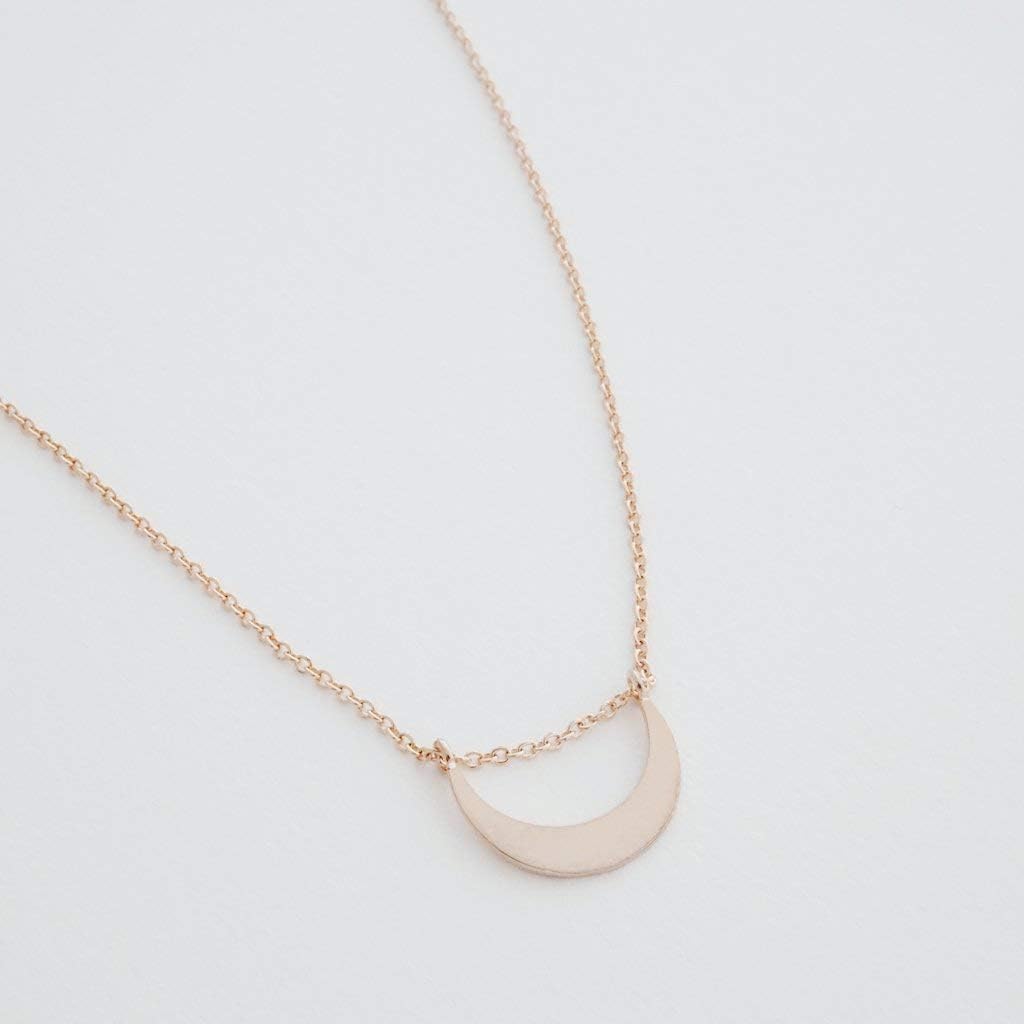 Honeycat La Luna Moon Necklace in Gold, Rose Gold, or Silver | Minimalist, Delicate Jewelry