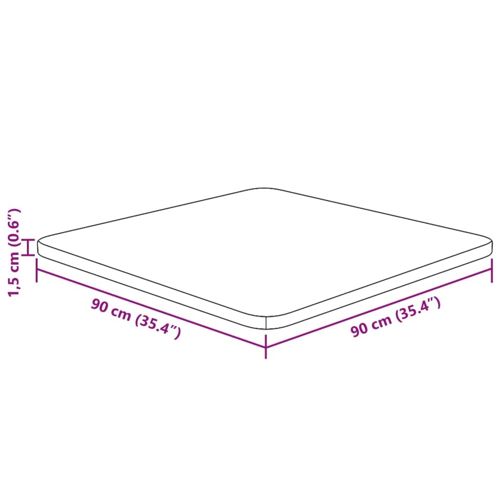 Quadratische Tischplatte 90x90x1,5 cm aus unbehandeltem Eichenholz für Esszimmer, Küche, Büro, DIY, Renovierung, Outdoor, Garten, rustikales Design, langlebig, vielseitig, Kratzfest, Zubehör