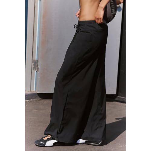 Mxiqqpltky Women Y2K Wrap Front Pants Casual Button Elastic High Waisted Wide Leg Pants Trendy Loose Fit Trousers Streetwear2