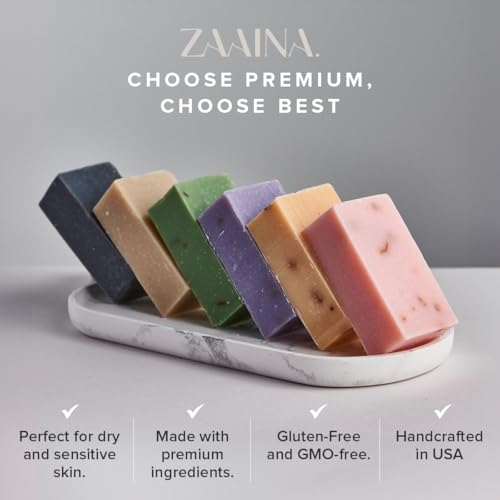 ZAAINA-All-Natural-Soap-Moisturizing-Soap-Bars-for-Men-Women-Teens-Handmade-Bath-Body-Soap-with-no-Harsh-Chemicals-Made-from-Pure-Oils-Butter-and-Essential-Oils-Pack-of-6-Soaps ZAAINA All Natural Soap Moisturizing Soap Bars for Men Women Teens Handmade Bath Body Soap with no Harsh Chemicals Made from Pure Oils Butter and Essential Oils Pack of 6 Soaps