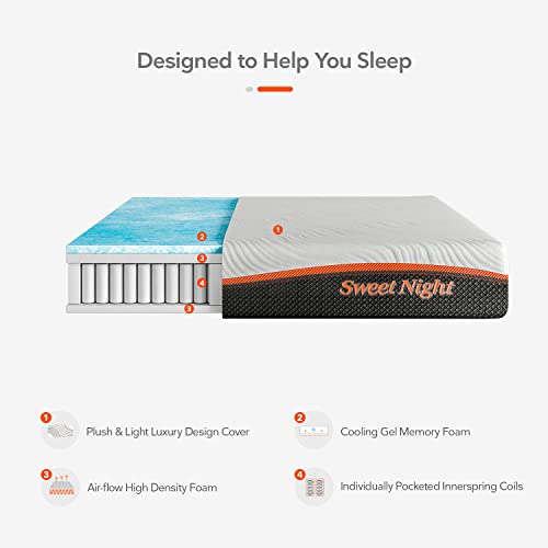 Sweetnight-Full-Mattress-10-Inch-Hybrid-Mattress-in-a-Box-Cool-Gel-Memory-Foam-Innerspring-Mattress-for-Support-Pressure-Relief-Medium-Firm-Mattress-Full-Size