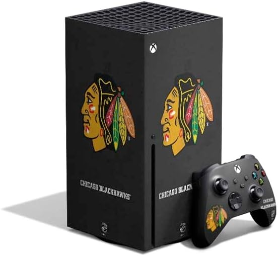 Skinit Decal Gaming Skin Compatible with Xbox Series X Bundle - Officially Licensed NHL Blackhawks Red Stripes Design