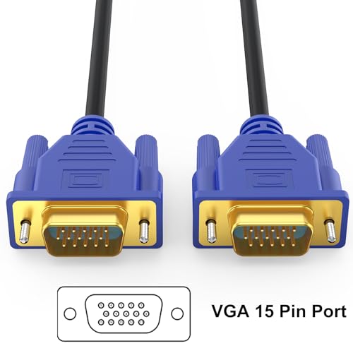 Image of VGA Cable 10 Feet,Male VGA to VGA Male Monitor Computer Cable Adapter Cord HD15 1080P Full HD High Resolutionfor TV Computer Projector-Blue