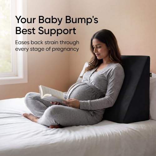 Image of Frido Wedge Plus Cushion for Sleeping & Acid Reflux Relief | Memory Foam Pillow | High Resillience Foam | Orthopedic Wedge Cushion for Leg Elevator | Pregnancy | GERD | Black - Pack of 1
