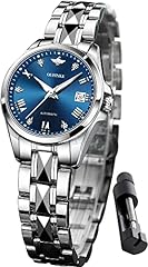 silver band and blue dial