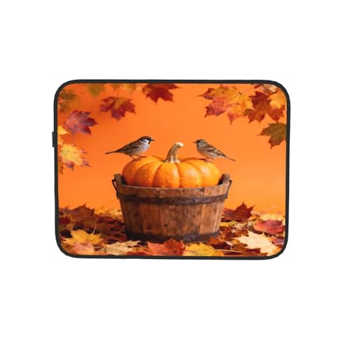 Fall Bird Pumpkin Orange Laptop Sleeve Case Notebook Computer Pouch Tablet Aktentasche Tragetasche für Arbeit 10 Zoll