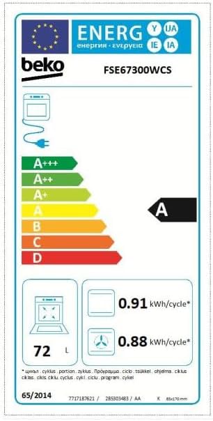 Štítek energetické účinnosti pro BEKO FSE 67300 WCS
