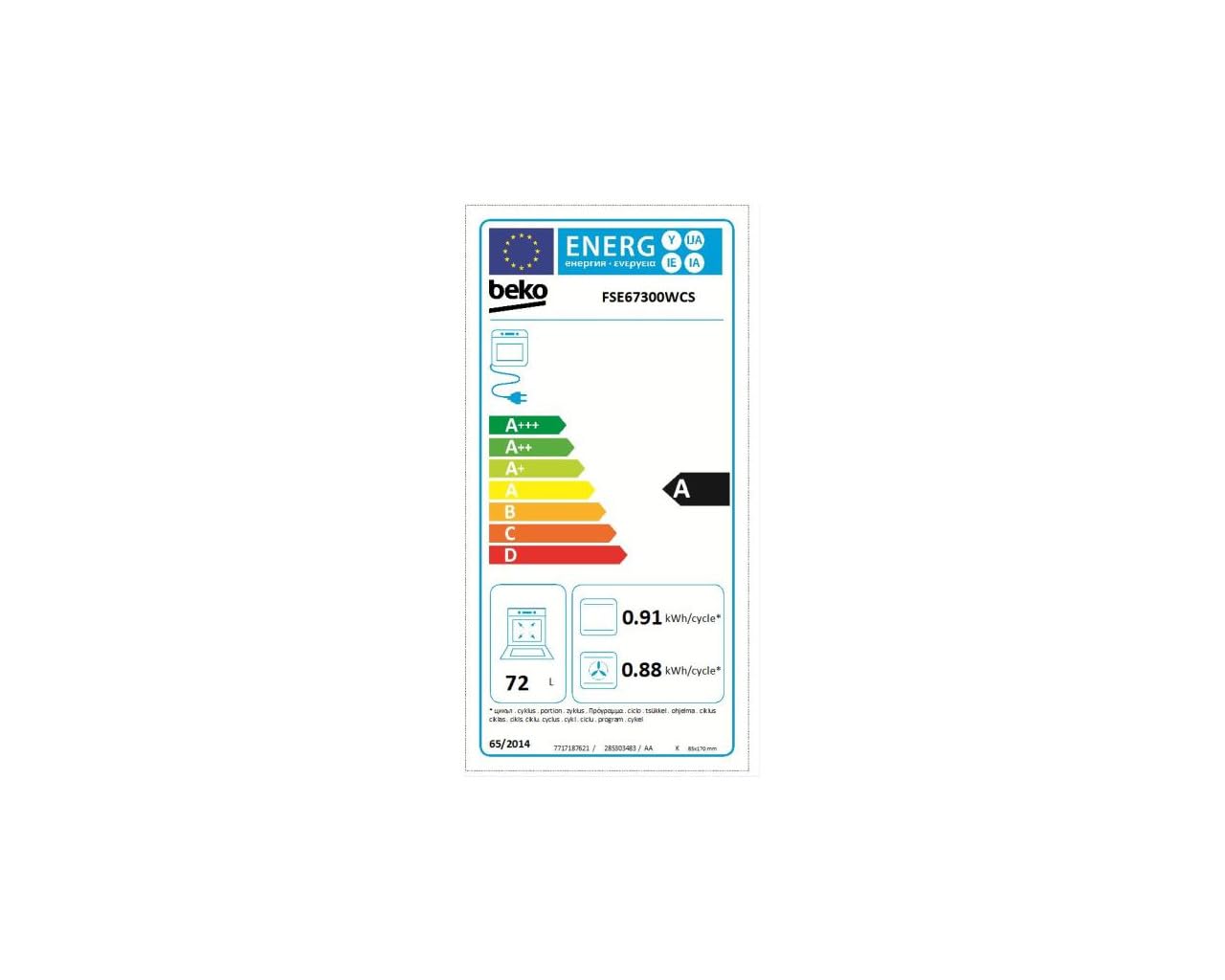 Cuisiniere vitrocéramique professionnelle BEKO - FSE67300WCS - 4 feux - 1200 / 1700 W - 60cm