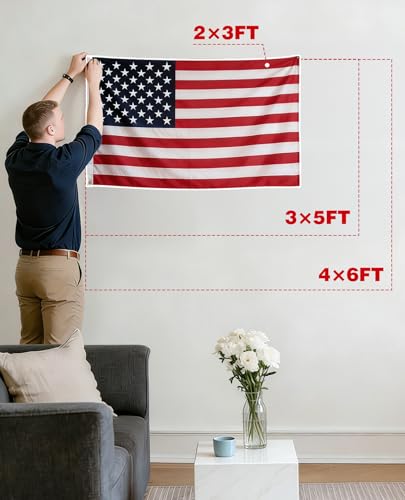 DUPKEV Heavy Duty 420D Oxford American Flag 3x5' for High Wind Outdoor, Long-Lasting, Not Easy to Fade/Tear, Waterproof, Embroidered, Brass Grommets, 4 Stitch Hemming, Sewn Stripes by DUPKEV - Image 8