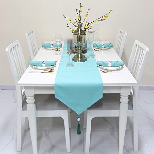 Chemin de table bleu lac lavable moderne pour décoration de mariage - 2