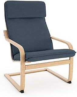 Vinylla Armchair Replacement Cover Compatible with Ikea Poang (Cushion Design 1, Cotton - Lake Blue)