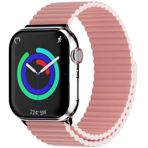 Image of HeiKe Magnetic Silicone Band for Apple Watch Band 49mm 46mm 45mm 44mm 42mm 41mm 40mm 38mm for Men Women,Sport Loop iWatch Wristband Strap for Apple Watch Ultra 3 2 1 SE Series 11 10 9 8 7 6 5 4 3 2 1