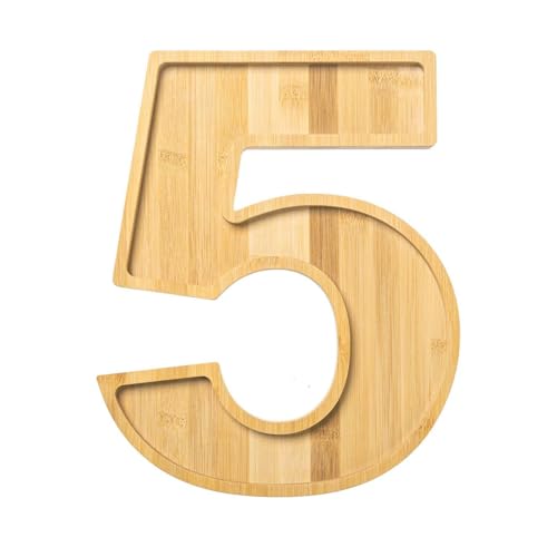 EASYLAVIE Plateau Apero Chiffre Geant Planche Chiffre en Bambou huilé Plateau de Charcuterie Anniversaire Buffet - 28x22cm Taille Geant a Remplir (5)