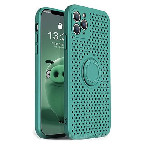 Casesmo iPhone SE3/SE2/SE/8/7 用ケースリング付きアイフォン 第3/2世代イフォン8/7 カバー 冷却 放熱メッシュ構造 高い排熱性 カメラレンズ保護 全面保護 車載ホルダー対応 TPU マットな質感に 指紋防止 超薄型 超軽量 精密タイプ カメラ保護 NFC対応 傷防止 衝撃吸収 人気 独立ボタン アップル7/8/SE/SE3/SE3ケース 対応, 濃い緑色