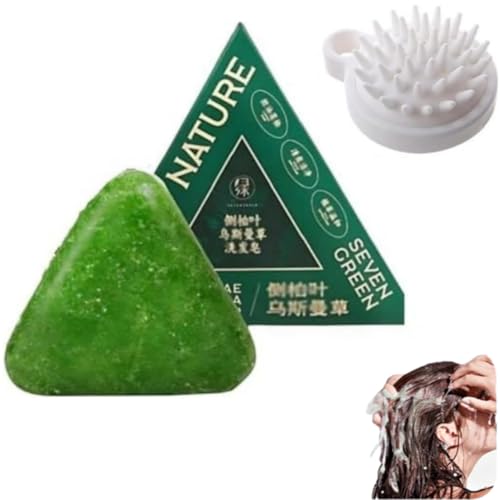 Nature Triangle Shampoo Bar, Green Soap Shampoo, shampoo solido naturale a base di erbe, cura detergente e nutriente delicato per capelli dall'aspetto sano