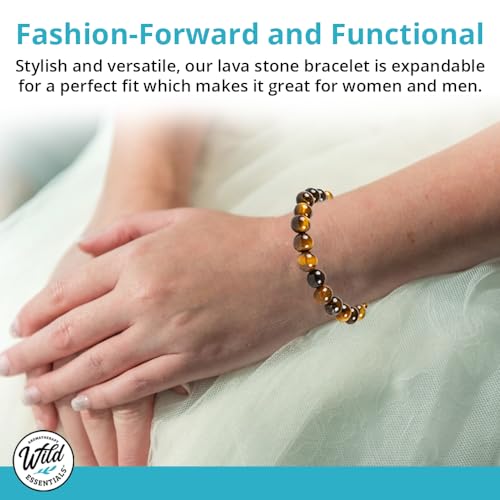 Wild Essentials Turquoise and Hematite Lava Stone Essential Oil Diffuser Bracelet, Expandable Elastic, Aromatherapy Jewelry Gift Set and 100% Pure Oils (Lavender, Lemongrass, Orange and Peppermint) - Image 6
