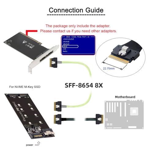 Image of 74Pin External Dual Slimline SFF-8654 8X to PCIE4.0 PCIE 16X Express 3.0 Raid Card VROC Raid0 Hyper Adapter