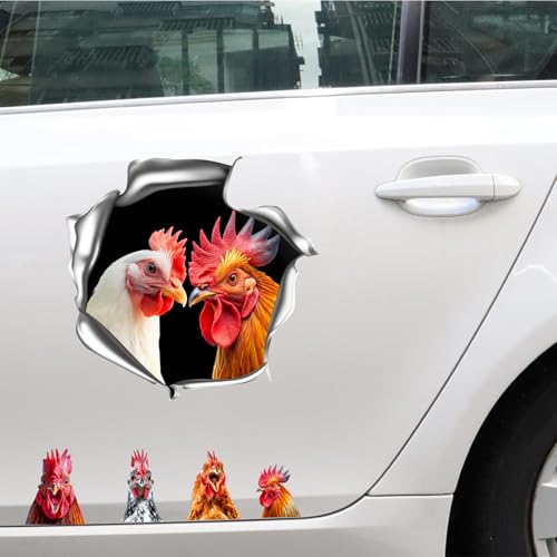 Image of Kazova Funny Chicken Car Stickers 10 Pcs 2 Sheets Rooster Decals Prank Humor Vinyl for Car Window Bumper Truck Laptop Farm Animal Poultry
