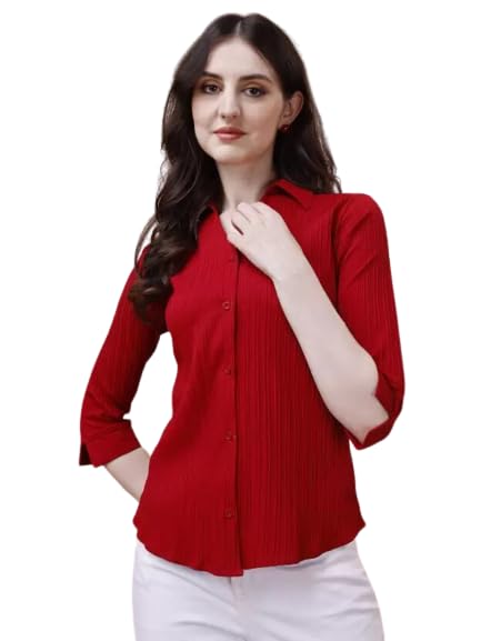 Image of ROYALICA Women Tops Womens Regular Fit Striped White Colour Cotton Blend Casual Shirt