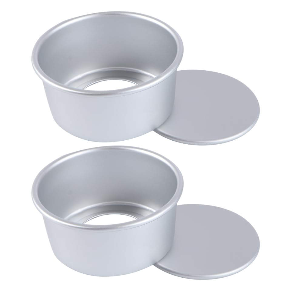 PRETYZOOM 2pcs Aluminum Alloy Cake Pans Round Cake Mold Removable Bottom Non-stick Baking Tray for Cookies Fruits Pudding Chocolate Silver