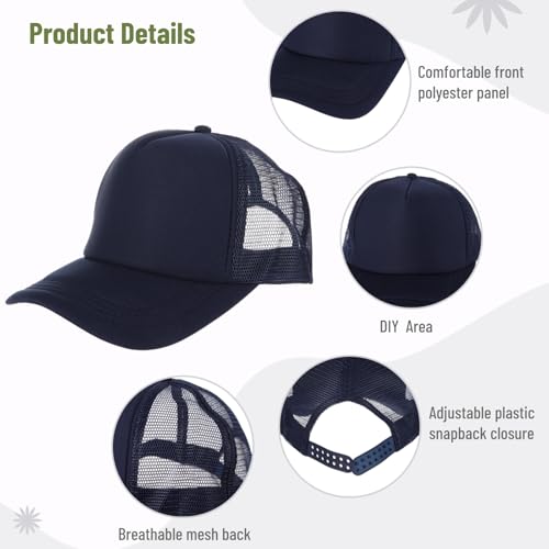 Image of 10 PCS Sublimation Blank Trucker Hats, Plain Baseball Caps with Adjustable Back Strap Unisex Mesh Caps for Men and Women DIY