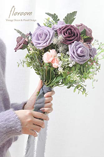 Floroom Artificial Flowers 25Pcs Real Looking Lilac Foam Fake Roses With Stems For Diy Wedding Bouquets Bridal Shower Centerpieces Floral Arrangements Party Tables Home Decorations #TOP2