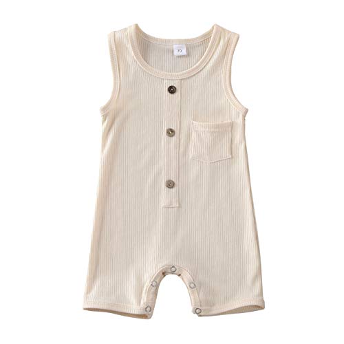 Image of Baby Girl Boy Romper Bodysuit Solid Plain One Piece Jumpsuits Sleeveless One Piece Baby Clothes Outfits Summer