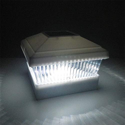 RELIGHTABLE 18 Pack Outdoor Garden 5 x 5 Solar LED Post Deck Cap Square Fence Light Landscape Lamp Lawn PVC Vinyl Wood (White)