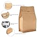 Resealable Side Zipper Coffee Bags with Degassing Valve, High Barrier Natural Kraft Coffee Pouches with Aluminum Foil Liner, Ziplock Food Storage Bags, Longer Shelf Life (50, 4oz/0.25lb)