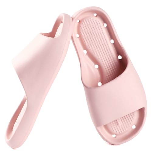Image of GETOEU Shower Shoes for Women and Men Massage Slide Sandals Soft Cushioned Anti-Slip Pool Slides Comfort Arch Support Quick Drying Shower Shoes with Drain Holes Bathroom Slides Slippers