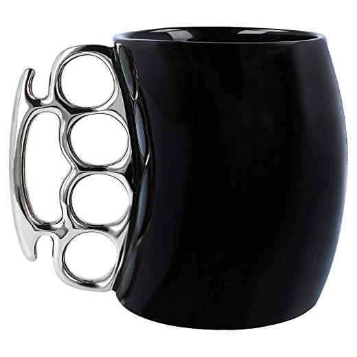 Knuckle Design Ceramic Coffee Mug - Funny 'Friends' White and Black (Black with Silver Handle)