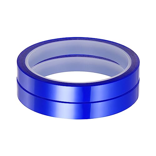 Image of HARFINGTON 2 Rolls Heat Tape High Temperature Heat Resistant Tape 10mmx33m(108ft) Sublimation Thermal Heat Transfer Tape for Sublimation Press No Residue, Blue