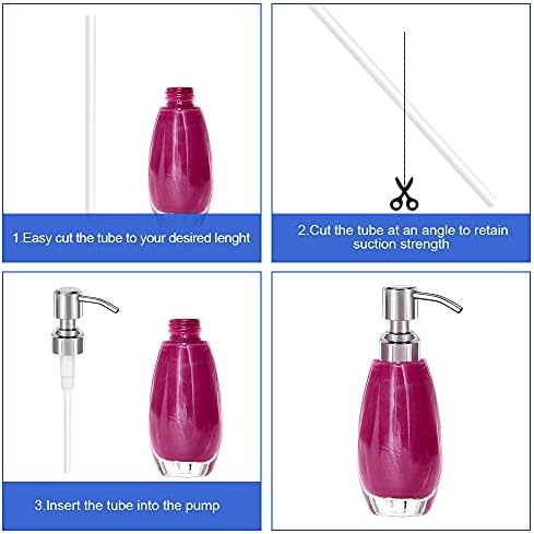 Ertisa 3PCS Soap Pump Replacement, 304 Stainless Steel Soap Dispenser Head Liquid Jar Tube for Kitchen Bathroom Worktop Bottles, 25-29mm (Silver)