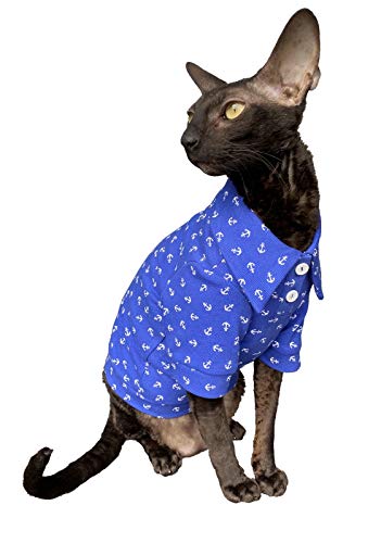 Kotomoda Hairless Cat's clothes cotton Polo Sailor for Sphynx Cats (XS) - Image 3