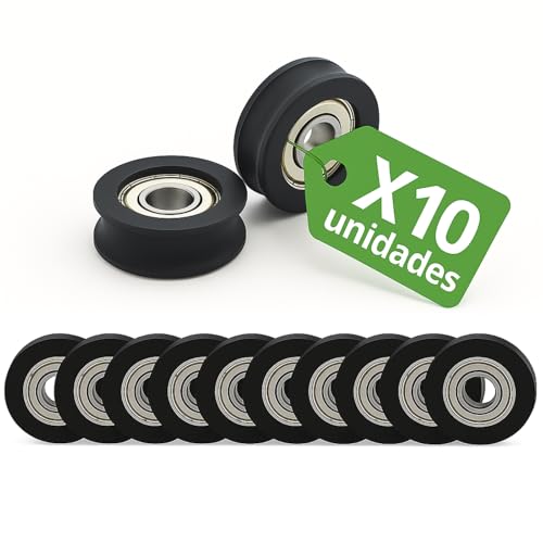 Rodamientos Rueda Ventana Corredera Pack 10 Unidades Acanalados 5x19x7mm Alta Resistencia Acero Inoxidable POM Silenciosos Puerta Aluminio Kit Sustitución Mosquitera Armario Fácil Instalación