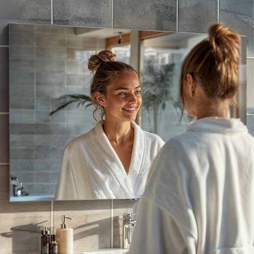 BIJON Badezimmer-Spiegel ohne Rahmen, Hochglanzpolierte Kanten, Bad-Spiegel mit Befestigungsset,...