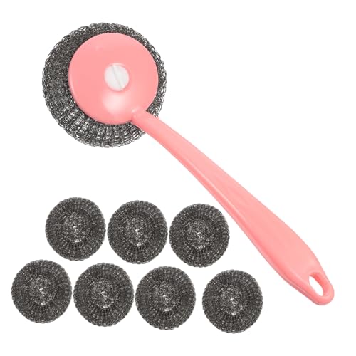 PRETYZOOM Kitchen Long Handle Cleaning Ball Brush Dish Scrubber Steel Pot Brush Pan Scrubbers for Cleaning Dishwasher